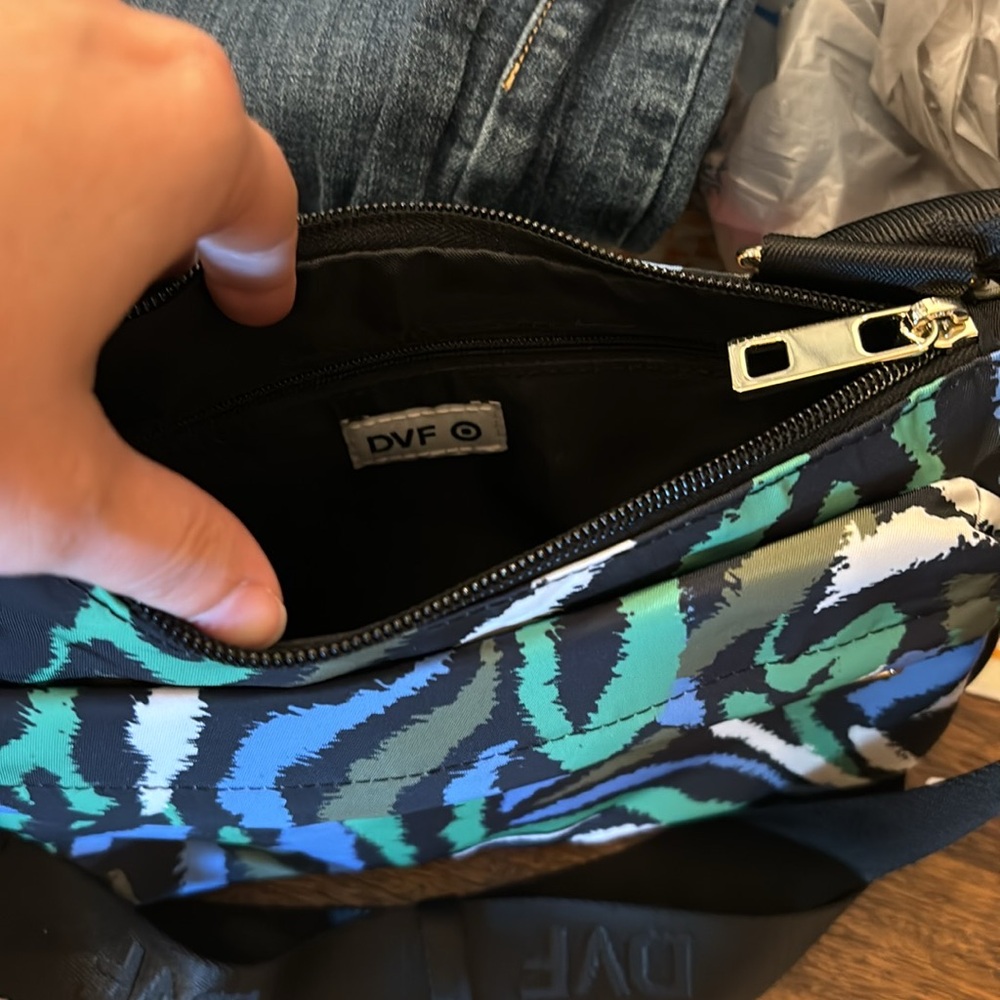 NWT DVF for Target Utility Crossbody Bag in Disco Zebra Green